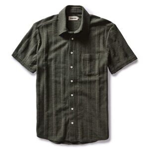 Casual olive button down shirt
